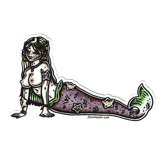 Starfish Mermaid Pinup Sticker