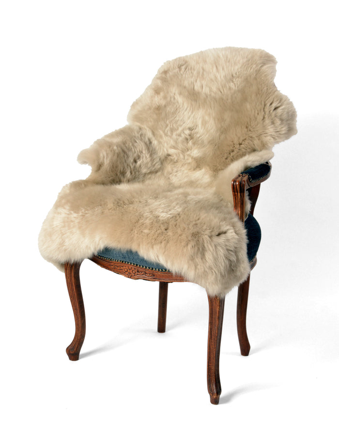 Stone beige sheepskin rug single whole skin