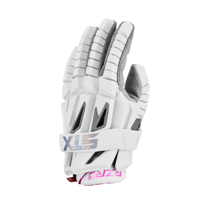 STX RZR 3 White/Pink Lacrosse Gloves