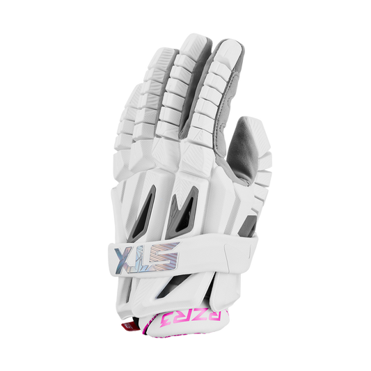 STX RZR 3 White/Pink Lacrosse Gloves