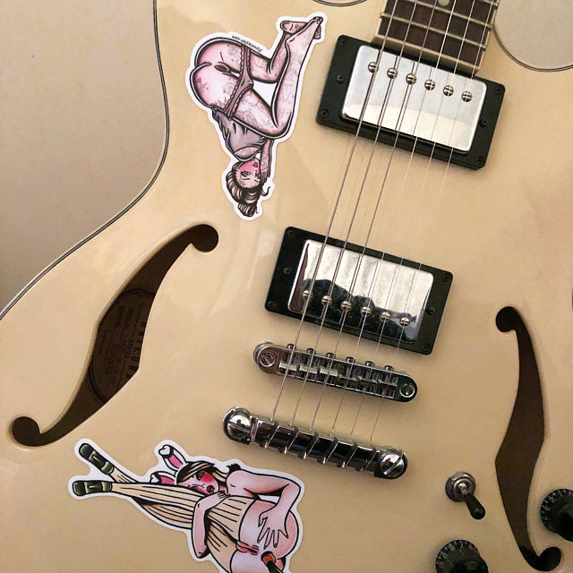 American traditional tattoo flash naughty Sweet Dreams Pinup watercolor sticker.