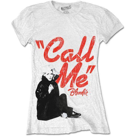 T-Shirt - Blondie - Call Me - Lady - White-Metalomania