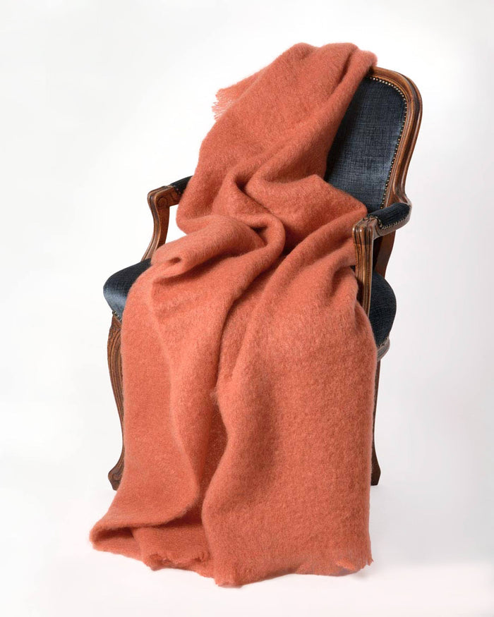 Terracotta orange mohair chair throw