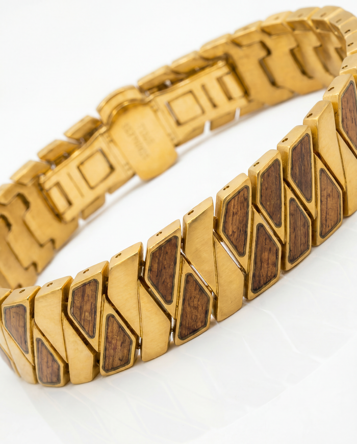 The Manoa Bracelet - Koa and Gold Plated Steel