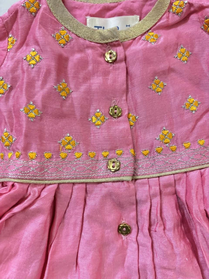 TIBER TABER pink angarakha kurta & pyjama – elegant embroidery and cultural charm in a comfortable boys’ ethnic set.