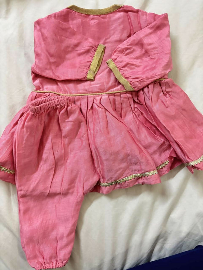 TIBER TABER pink angarakha kurta & pyjama – elegant embroidery and cultural charm in a comfortable boys’ ethnic set.