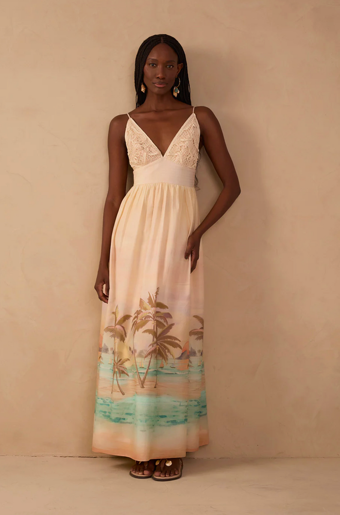 Tropical Embroidered Maxi Dress