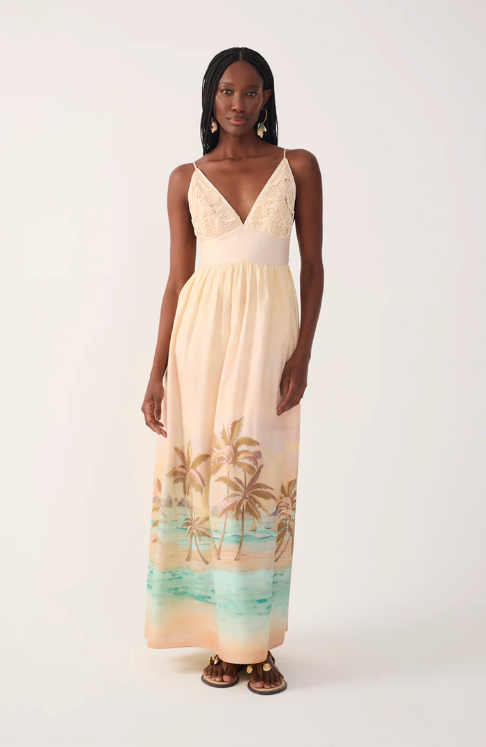 Tropical Embroidered Maxi Dress