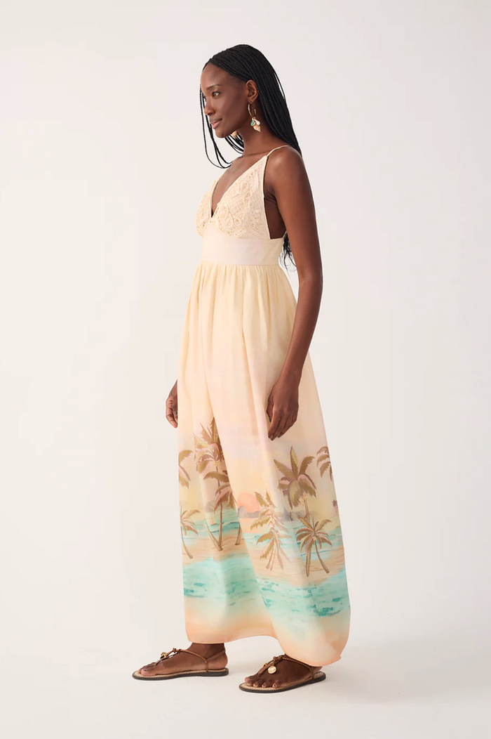 Tropical Embroidered Maxi Dress