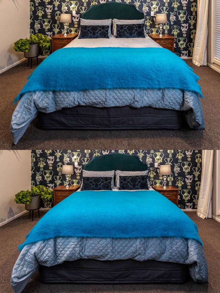 Mohair Blanket NZ Turquoise Blue