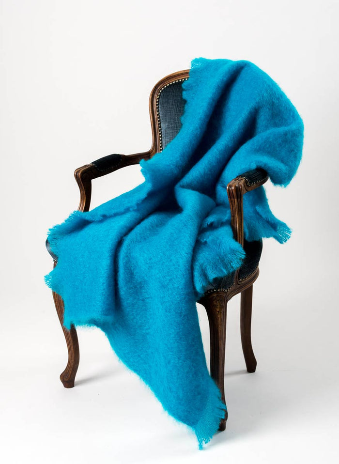 Mohair Blanket NZ Turquoise Blue