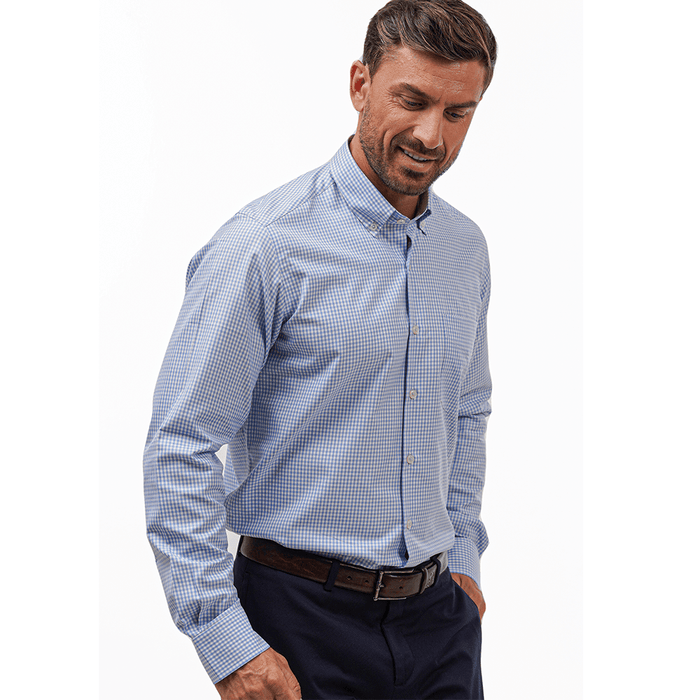 Twill Gingham Check Sky Casual Fit Shirt