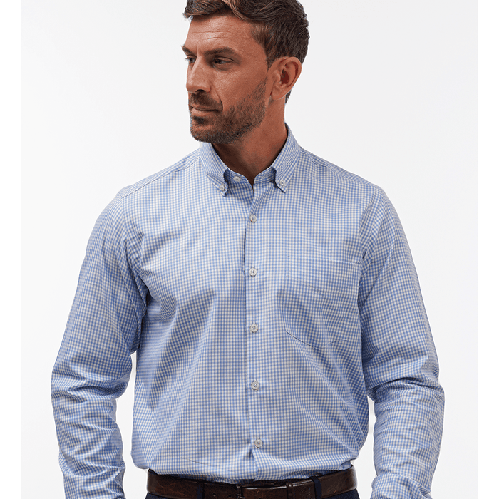 Twill Gingham Check Sky Casual Fit Shirt