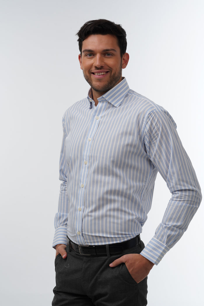 Twin Stripe Sky Formal Shirt