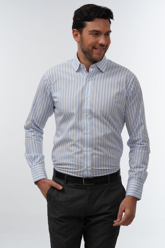 Twin Stripe Sky Formal Shirt