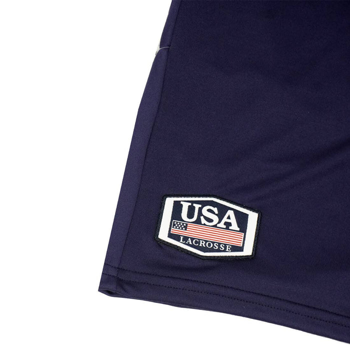 String King Monarch USA Premium Lacrosse Short zoomed in on USA patch