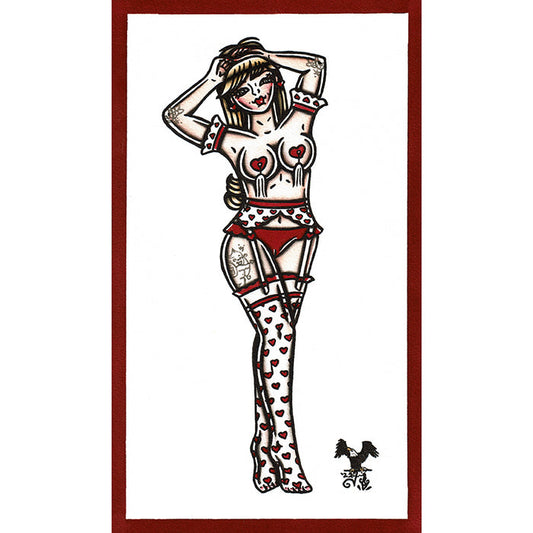 Valentine Burlesque Pinup Original Painting