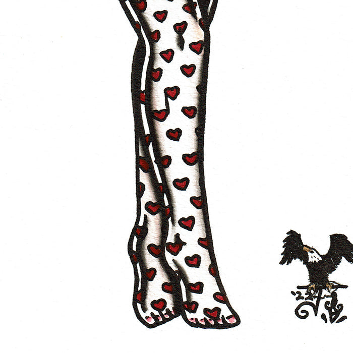 Valentine Burlesque Pinup Original Painting