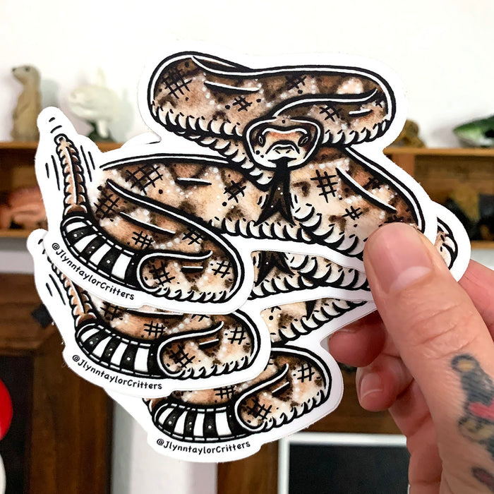American traditional tattoo flash Western Diamondback Rattlesnake sticker.
