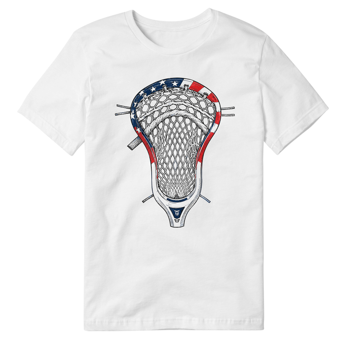 White USA Lax Head Tee
