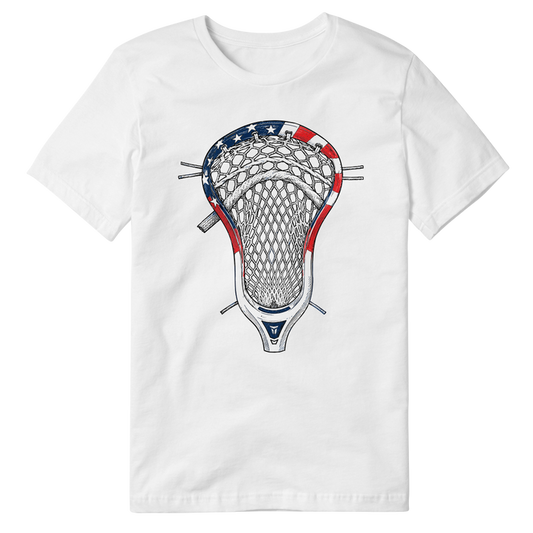 White USA Lax Head Tee