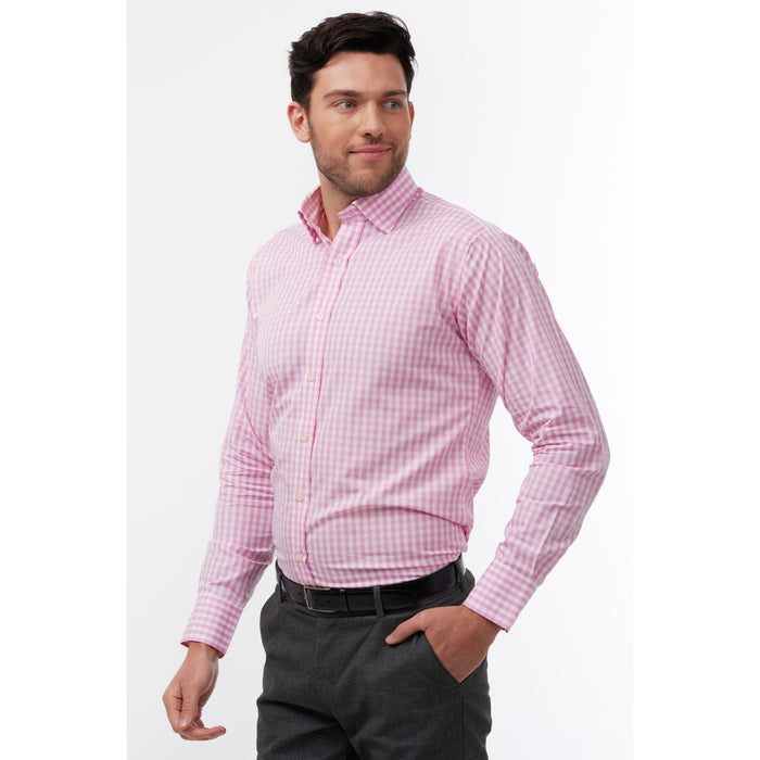 Wild Gingham Check Pink White Formal Shirt