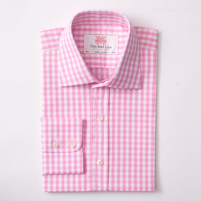 Wild Gingham Check Pink White Formal Shirt
