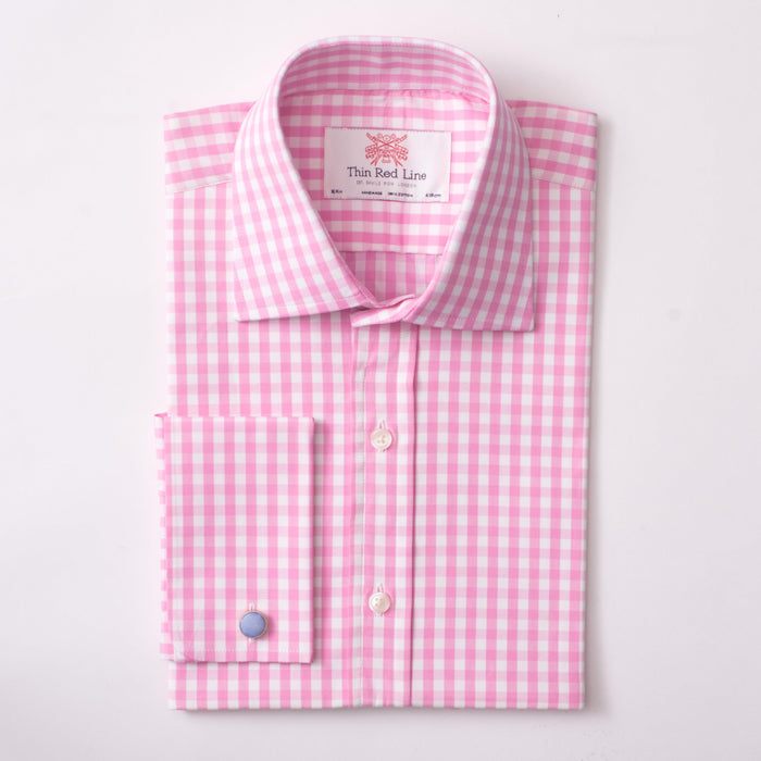 Wild Gingham Check Pink White Formal Shirt