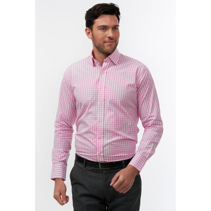 Wild Gingham Check Pink White Formal Shirt