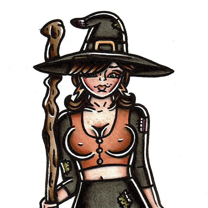 Witch and Cat Original Painting