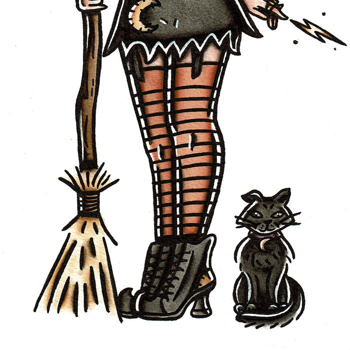 Witch and Cat Original Painting