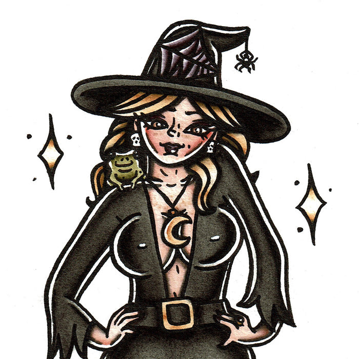 Witch and Pumpkin Original Painting