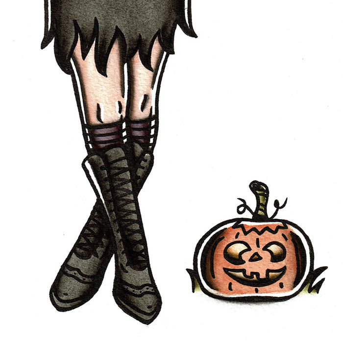 Witch and Pumpkin Original Painting