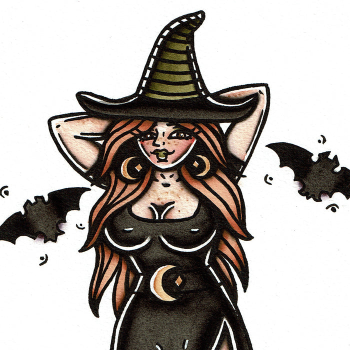Witch and Skull Original Painting