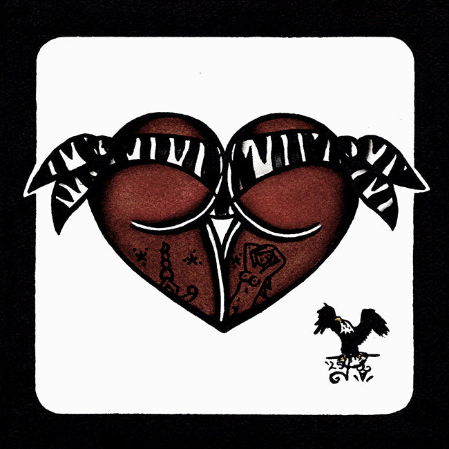 American traditional tattoo flashZebra Print Scrunch Butt Bikini Booty Heart watercolor painting.